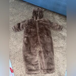 Cozy Brown Kids Bear Hooded One Piece